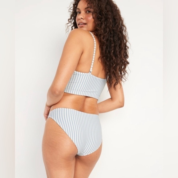 NWT! Mid-Rise Striped Seersucker Classic Bikini Swim Bottoms - Medium 💎 - Picture 3 of 9